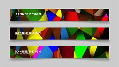 Abstract rectangular vector banners with colorful geometric gradient backgrou Ilustración de archivo