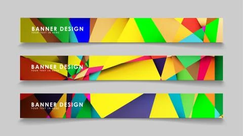 Abstract rectangular vector banners with colorful geometric gradient backgrou Ilustración de archivo