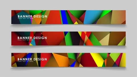Abstract rectangular vector banners with colorful geometric gradient backgrou Ilustración de archivo