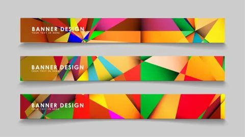 Abstract rectangular vector banners with colorful geometric gradient backgrou Ilustración de archivo