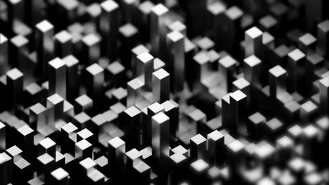 Abstract rectangular vertical 3D blocks moving up and down. Design. Randomly 스톡 일러스트