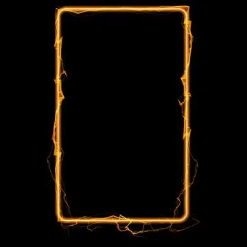 Abstract rectangular vertical frame with a glowing line and golden lightning イラスト素材