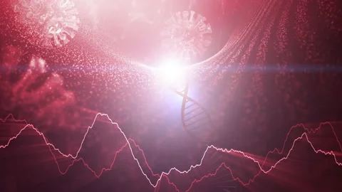 Abstract red 3d coronavirus on digital background Stock Footage 229617942