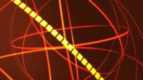 Abstract Red 3D Sphere Network Grid with Yellow Light Trail Stock Footage 333919345