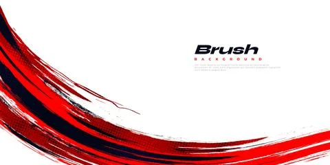 Abstract Red and Black Brush Background with Halftone Effect Stock Illustration