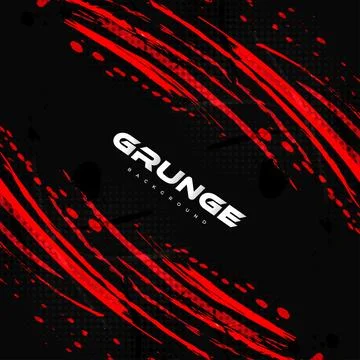 Abstract Red and Black Brush Background with Halftone Effect Illustrazione stock