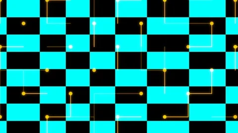 Abstract Red and Black Checkered Pattern with Yellow Dots and Lines 스톡 동영상 332501897