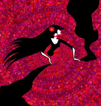 Abstract red and black colored ornament dancer Stock Illustration