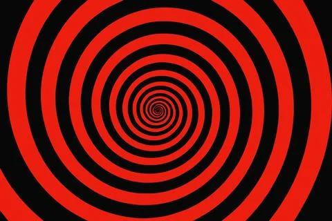 Abstract Red and Black Hypnotic Spiral Background Stock Illustration