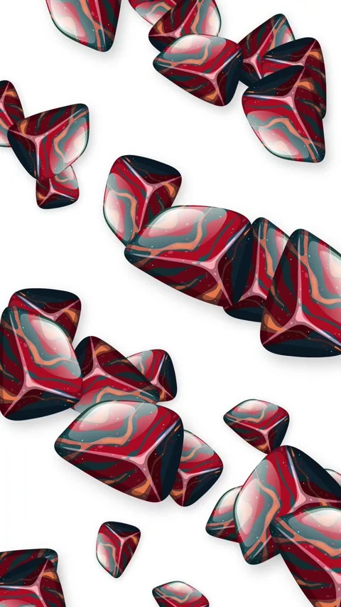 Abstract Red and Black Marbled Stones Falling on White Background Stock Footage 345703544