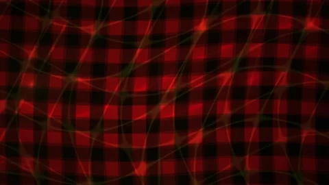 Abstract Red and Black Plaid Pattern with Dynamic Glowing Light Wave Effects. Video stock 341803670