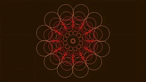 Abstract red and black radial geometric mandala pattern background video clip Stock Footage 337162717