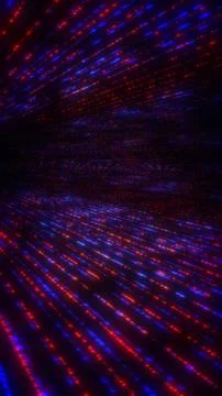 Abstract red and blue digital data flow in perspective 스톡 일러스트