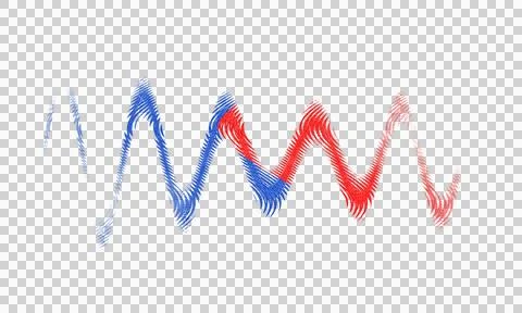 Abstract red and blue digital wave element PNG, isolated on transparent bac.. Illustrazione stock