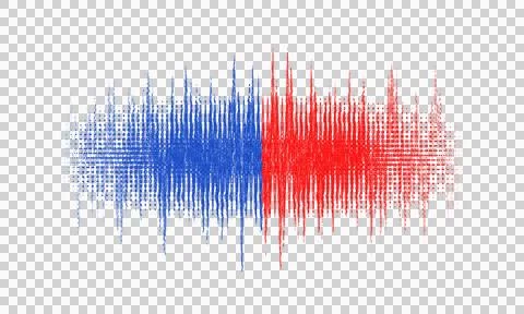 Abstract red and blue digital audio wave PNG isolated on transparent backgrou Illustrazione stock
