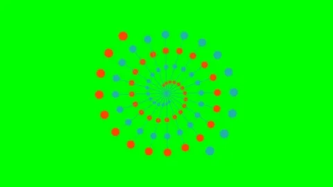 Abstract red and blue dot spiral pattern on a vibrant green background Stock Footage 341839094