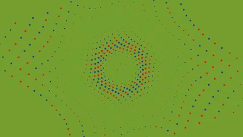 Abstract red and blue dot pattern on green background Stock Illustration