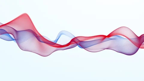 Abstract red and blue flowing wave lines on white background. Transparent m.. Stock Footage 334818438