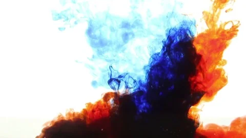 Abstract red and blue ink in water on white background Stock-Footage 77344900