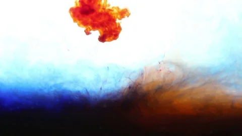 Abstract red and blue ink in water on white background Stock Footage 77345050