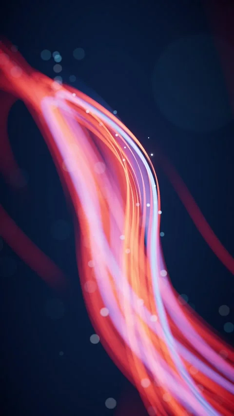 Abstract red and blue light trails with floating particles moving dynamical.. Stock Footage 332150667