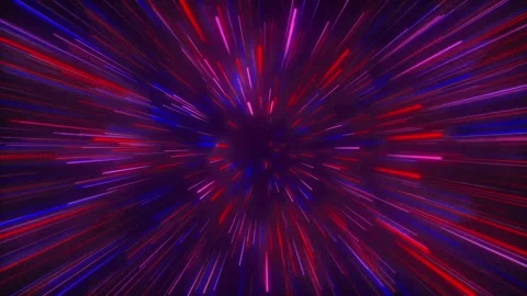 Abstract Red and Blue Light Trails Hyperspace Speed Lines Loop Video stock 346816201