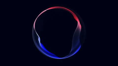Abstract red and blue light ring on black background, futuristic energy cir.. Stock Illustration