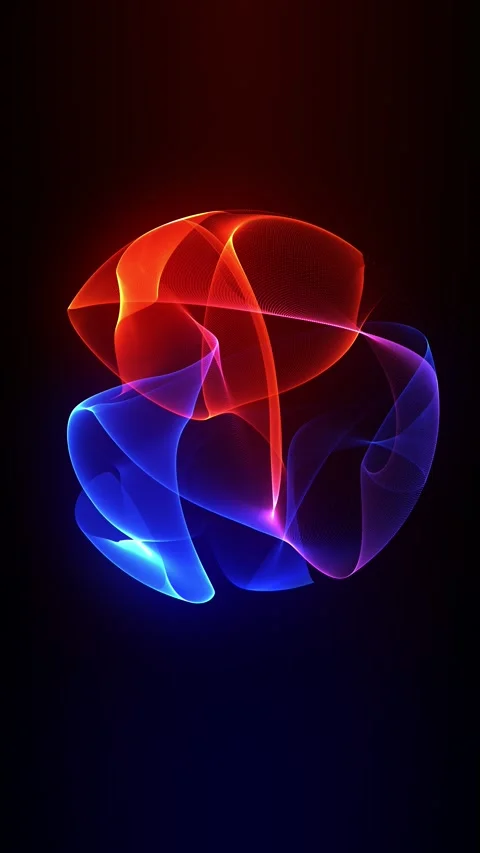 Abstract red and blue luminous energy sphere formed by flowing translucent .. Video stock 327987113
