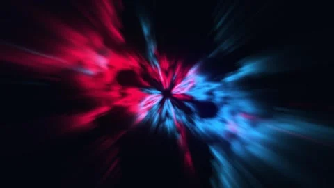 Abstract red and blue nebular energy swirls moving in dark endless space tu.. Видео 340522636