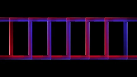 Abstract red and blue neon light frames moving on black background in seaml.. Stock Footage 333878281