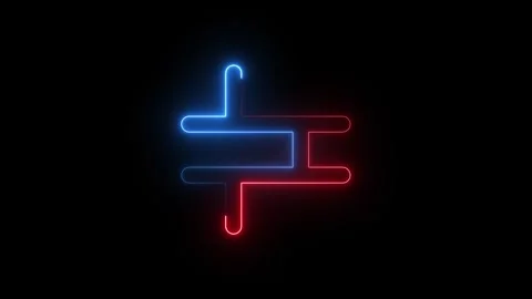 Abstract red and blue neon glowing letter symbol Stock Footage 345799815