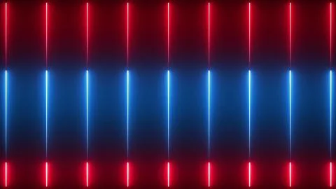 Abstract red and blue neon light tubes lines Illustrazione stock