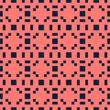 Abstract red and blue pixels squares textured background. Seamless vector pat イラスト素材