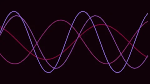 Abstract red and blue sine wave pattern animation on black background Stock Footage 340377973