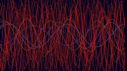 Abstract red and blue sine wave equalizer graphic background loop Stock Footage 341055842