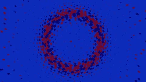 Abstract red and blue square dot pattern circle Stockillustratie