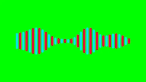 Abstract red and blue vertical bar waveform on a vibrant green background Stock Footage 340903210