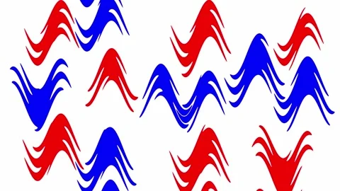 Abstract red and blue wave pattern motion background on white canvas Stock Footage 335959695