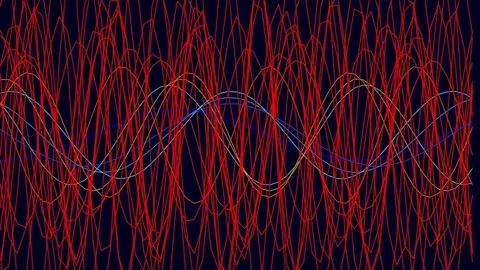 Abstract red and blue wave pattern animation on dark background Stock Footage 341055342