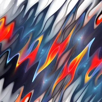 Abstract red and blue zigzag texture. Fantasy fractal background. Digital art Stock Illustration