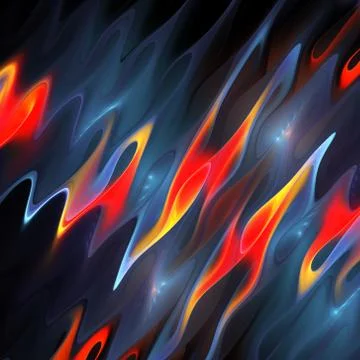 Abstract red and blue zigzag texture. Fantasy fractal background. Digital art Stock Illustration