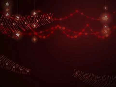 Abstract Red and Dark Background with Star Garland and Line Graph 스톡 일러스트