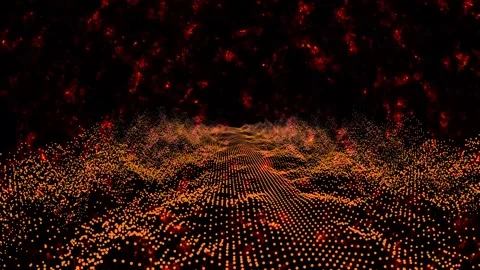 Abstract red and dark red million particles pattern waveform oscillation fast Stock-Footage 149166040