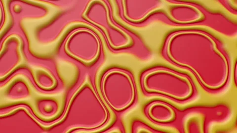 Abstract Red and Gold 3D Bio-Organic Liquid Texture Motion Background Loop Stock Footage 340594188
