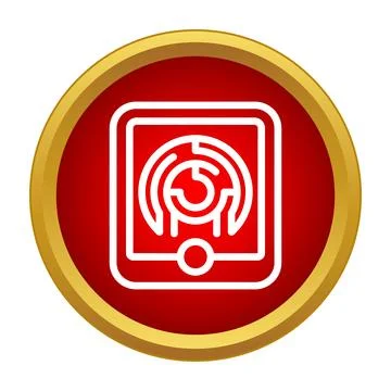 Abstract red and gold circular application icon button Stockillustratie