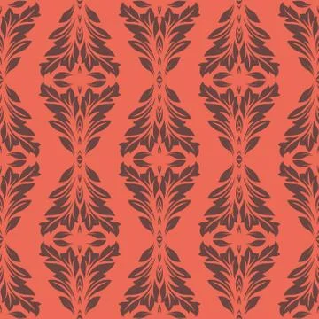 Abstract red and gray damask seamless pattern in moroccan, persian style. Stock Illustration