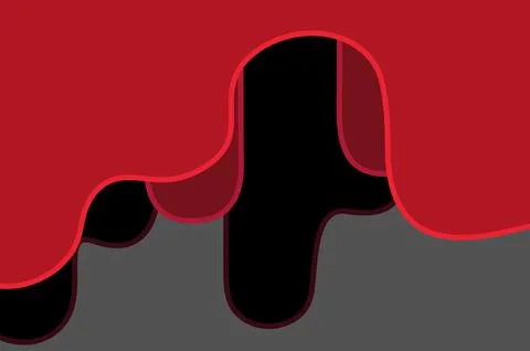 Abstract red and gray wavy shapes with dark voids creating depth and contrast Stock Illustration