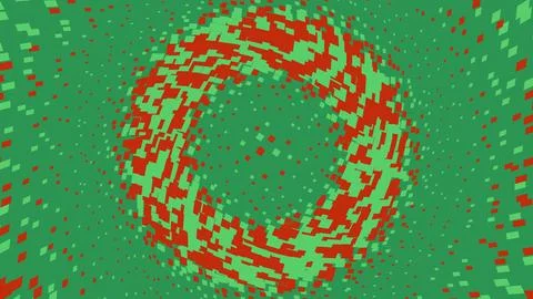 Abstract red and green circular pixel pattern Illustrazione stock