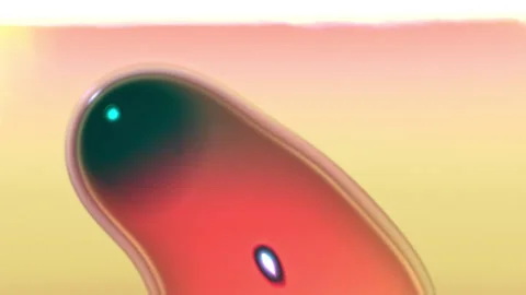 Abstract red and orange bubbles floating on golden liquid surface Stock Footage 303360654