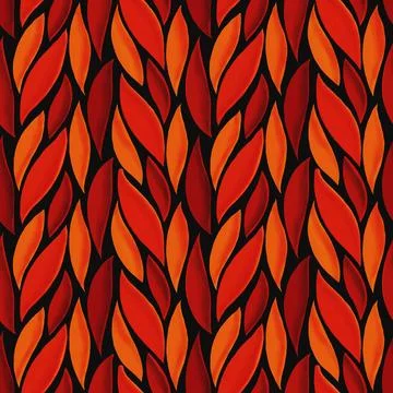 Abstract Red and Orange Flame Leaf Pattern Stock Illustration